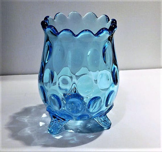 Antique Spooner / Celery / Blue Thumbprint