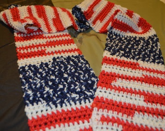 Crocheted Scarf in American Flag