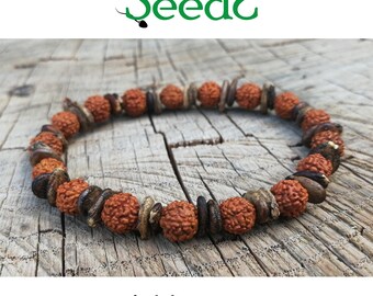 Natural seeds bracelet-Rudraksha, watermelon
