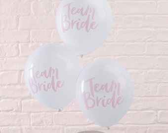 Pink & White Hen Party Balloons - 10 Pack Team Bride | Coral Blush Pink Hen Do | Team Bride | Hen Party | Bachelorette Party Prop | Garland