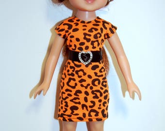 Doll Clothes Dress and removable belt TKCT541 handmade fits Corolle 13" Les Cheries or 14" Heart for Hearts Orange READY TO Ship