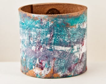 Turquoise Jewelry Cuff Bracelets - Teal, Red, Purple, Blue, White Paint