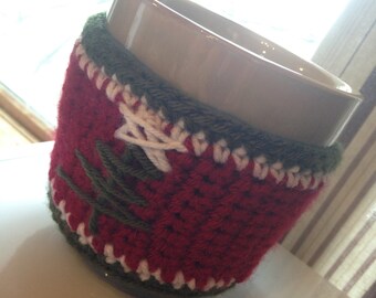 Crochet Christmas Coffee Cup Cozy - Back To School - Stocking Stuffer - Teacher Gift