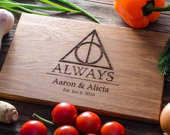 Harry Potter Personalized Cutting Board Personalized Custom Cutting Board Wedding Gift Cutting Board Deathly Hallows Harry Potter harry07