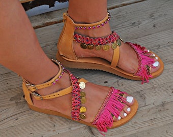Women Sandals, Handmade Leather Sandals, Greek Sandals, Boho Sandals, Hippie Sandals, Strappy Sandals, Gladiator Sandals "Filini"