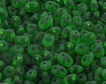 10 gr SUPERDUO 2, 5x5mm - matte - green GREEN - Super Duo Beads X 42