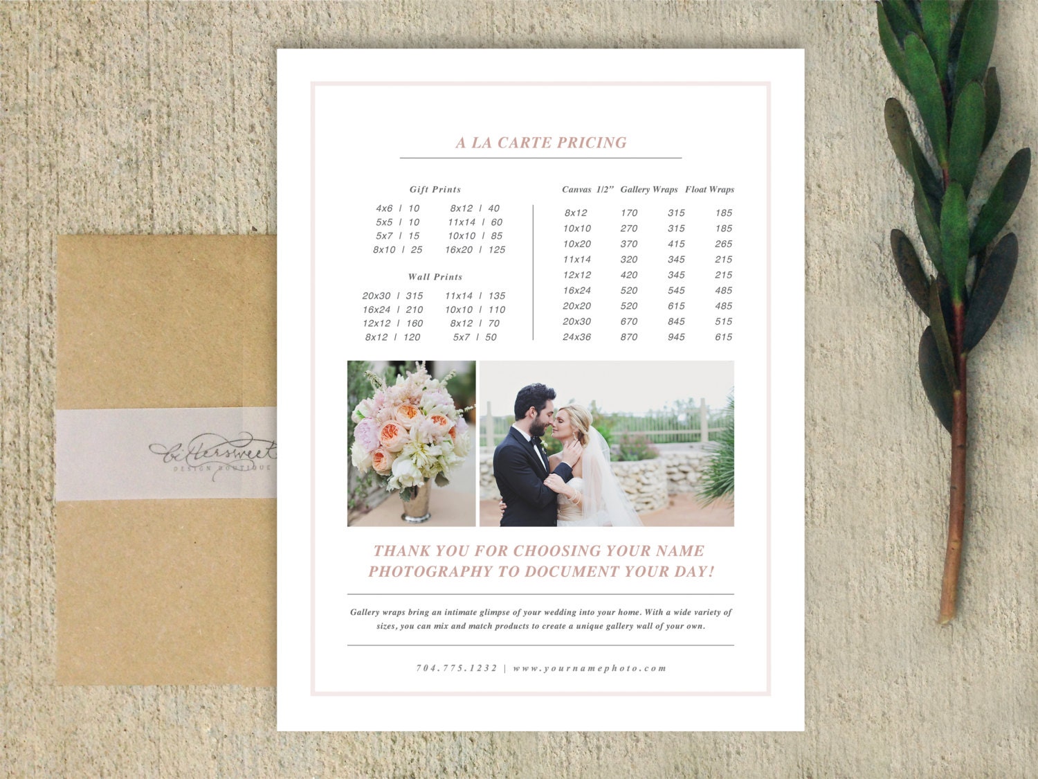 photography pricing template digital price list design for