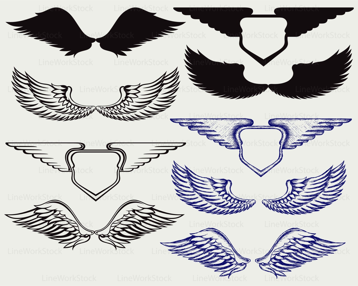 Download Wings Angel svg/wings clipart/monogram/wings svg/Angel ...
