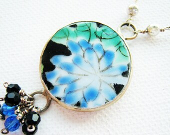 Ming Pottery Shard Necklace Pottery Shard Necklace Nature Jewelry Repurposed Broken China Jewelry Flower Jewelry Summer Gift Idea For Her