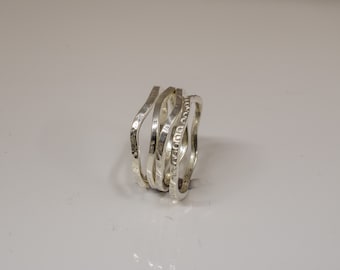 Hand Made Silver stack rings set of four