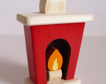 Wooden Toy Small Dollhouse Fireplace, Wood Toy, Doll House Decor, Handmade Kids gift, Waldorf inspired, Jacobs Wooden Toys
