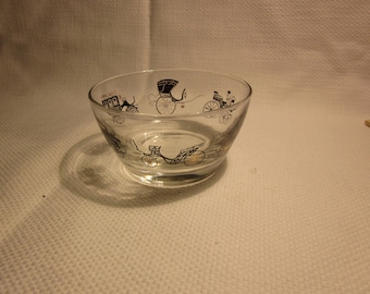 Vintage Libbey glass horseless carriage bowl - 1950's