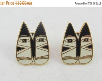 ON SALE Signed Laurel Burch "Gato" Stylized Cats Studs Earrings