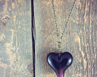 Lampwork heart necklace