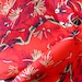 Vintage TIKI Print Fabric / Polynesian Print Fabric / Asain Tree Leaf Pattern in Bright Red With Metallic Gold Accents / Tropical Yardage