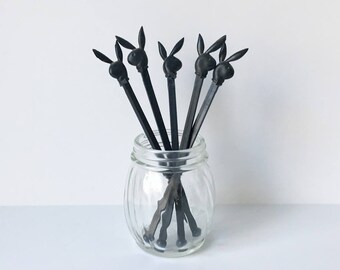 Swizzle Sticks Playboy Swizzle sticks stirrers playboy bunny black bunnies Playboy club collectibles