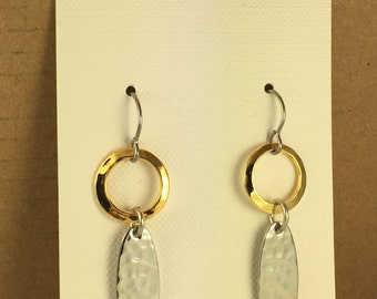 18K Gold Plated Hoops with Silver Drops
