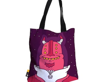 Artist Designed Tote Bag - 18" Inch Purple Beach Bag | Captain Skull by Bigshot Robot | UBU Republic