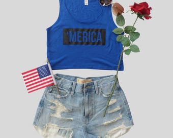 Merica Fourth of July Crop Top