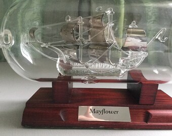 Hand Blown Mayflower Ship in a Bottle