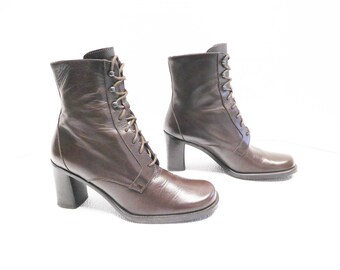 kenneth cole lace up ankle dark brown booties women boots size 7