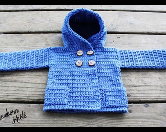 Crochet Baby Sweater Pattern Baby Boy or Girls Hooded