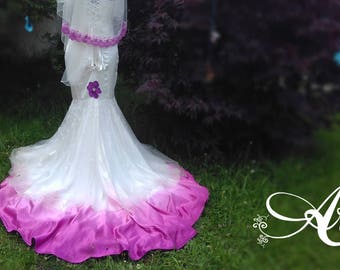Made to order ombre sustainable wedding dress bridal gown Organic & eco fabric dip-dye unique boho style Hemp Silk Organic Cotton Dip Dye