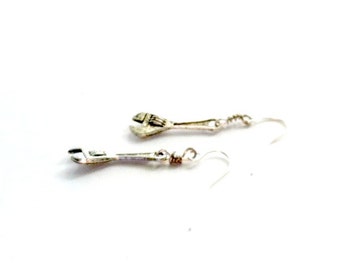 Wrench Earrings antique silver dangling wrench earrings Handmade Gift