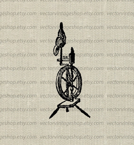 Spinning wheel vector graphic instant download Victorian wool