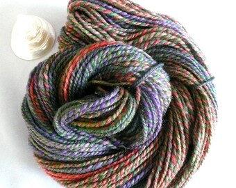 Handspun Yarn, Hand Spun yarn, Handspun Worsted Yarn, Handspun Merino yarn,Handspun Wool,Handspun Fractal Yarn, Handspun Purple,Weaving Yarn