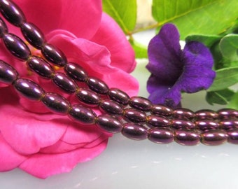 Hämatinstein in purple, beautiful strand of barrels with 6 x 4 mm