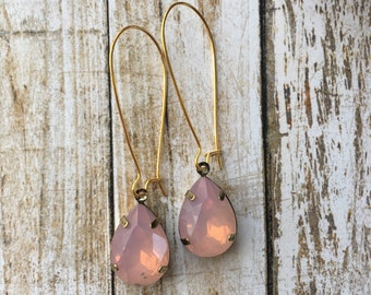 Opal Pink Vintage Inspired Drop Earrings