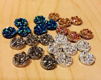 Wholesale Chunky Sampler 12mm faux druzy Cabochons 24pcs