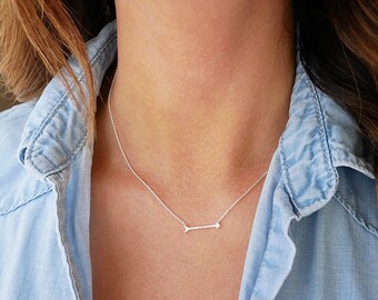 Silver Arrow Necklace | Sterling Silver | Sideways Arrow Necklace