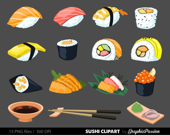 Sushi Digital Art Set Clipart Commercial Use Clip Art Instant