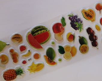 sheet of 25 fruit scrapbooking stickers