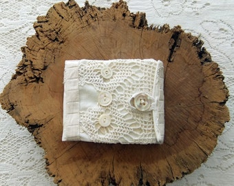 Handmade Needle Book Made From Vintage Linens and Lace