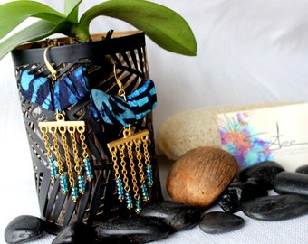 Earrings fall chain Batik fabric