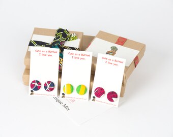 Fabric button earrings gifts for her