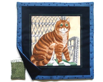 Catnip Mat plus Catnip Cats Tabby Tiger Refillable Reversible