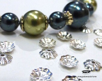 50 pcs 5mm Flower Sterling Silver Bead Caps Tiny Beadcaps C95