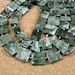 Seraphinite Flat Square Beads - Green Smooth Shiny Beads, 15mm