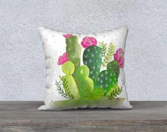 Housse de coussin "Cactus à l'aquarelle"