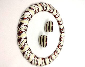 Vintage CINER Necklace and Clip Earrings Demi Parure Set Collar Choker Necklace Enamel Tiger Zebra SCARCE EXCELLENT