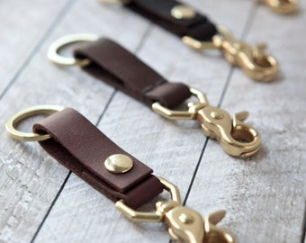 Leather Keychain - Dark Brown