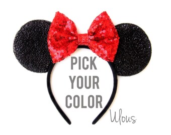 Red Minnie Mouse Ears, Sparkly Minnie Ears, Sparkly Minnie Ears, Minnie Mouse Ears, Minnie Mouse Party, Mickey Ears, Disney Ears, Disney