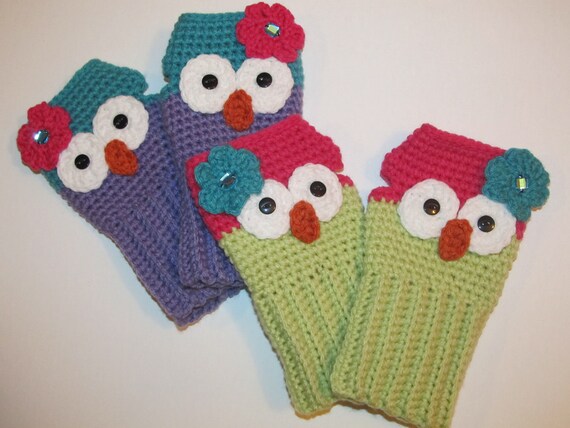 Owl Fingerless Gloves