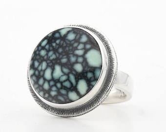 Turquoise Ring, New Lander Turquoise, Variscite, Modernist Polychrome Turquoise, Sterling Silver Ring, Handmade Jewelry, Turquoise Jewelry