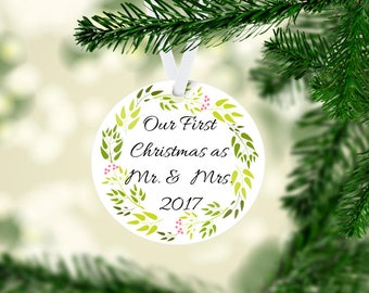 Our first Christmas and Mr. And Mrs. Ornament, our 1st Christmas ornament, married ornament, newlywed ornament, new home keepsake ornament