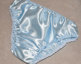 Soft satin panties, baby blue, no lace for unobtrusive everyday wear, Sissy Lingerie, SS Satins